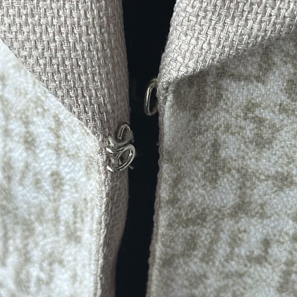 Tahari jacket 10P tan white fitted linen career lined tuxedo style - Picture 4 of 11